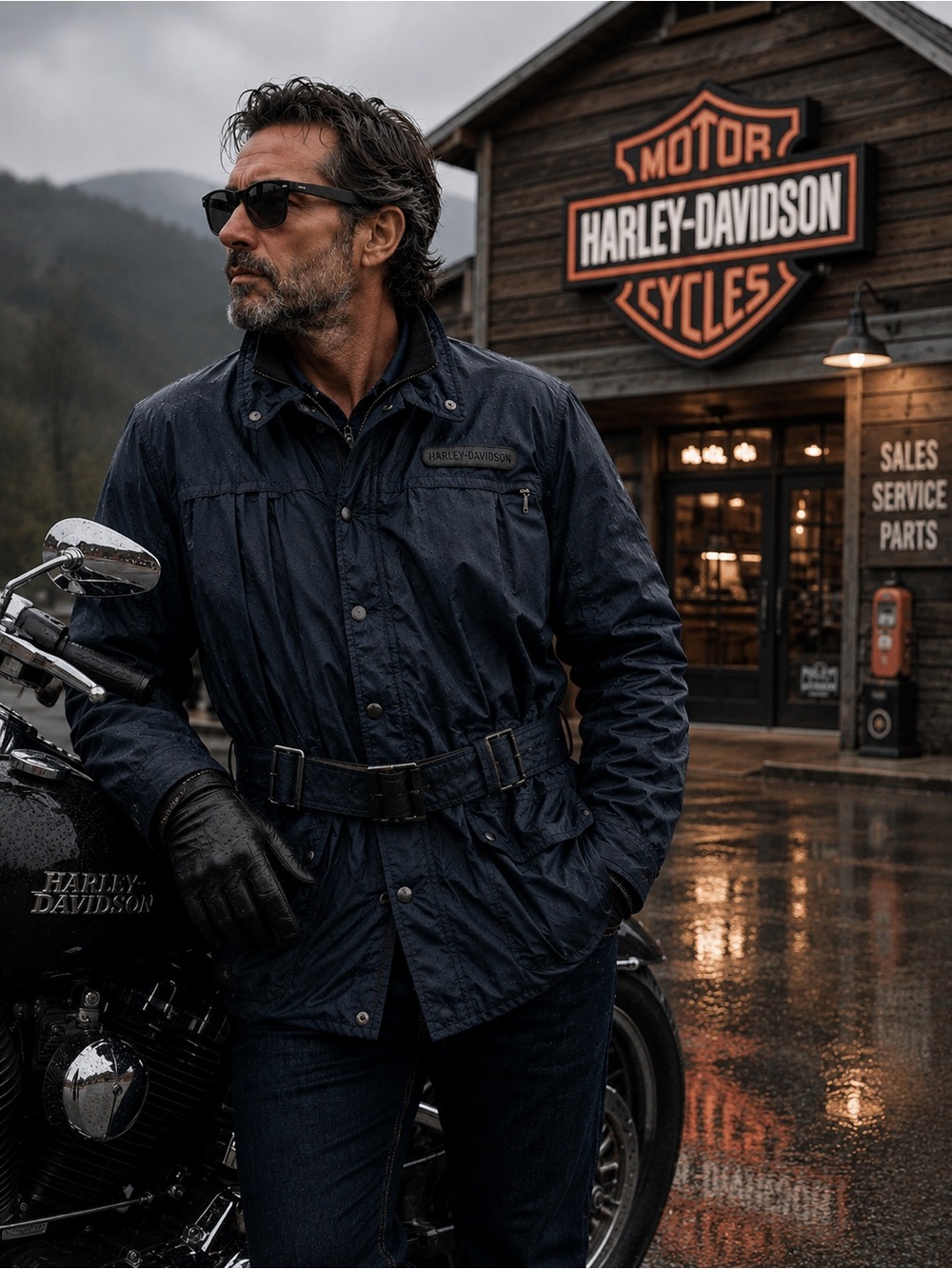 Vintage Harley Davidson USA Black Nylon Jacket Mens L